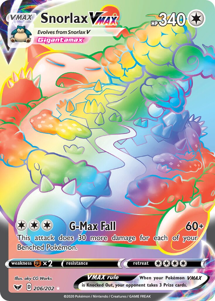 Snorlax VMAX 206/202 — Sword & Shield (English Pokémon TCG card)