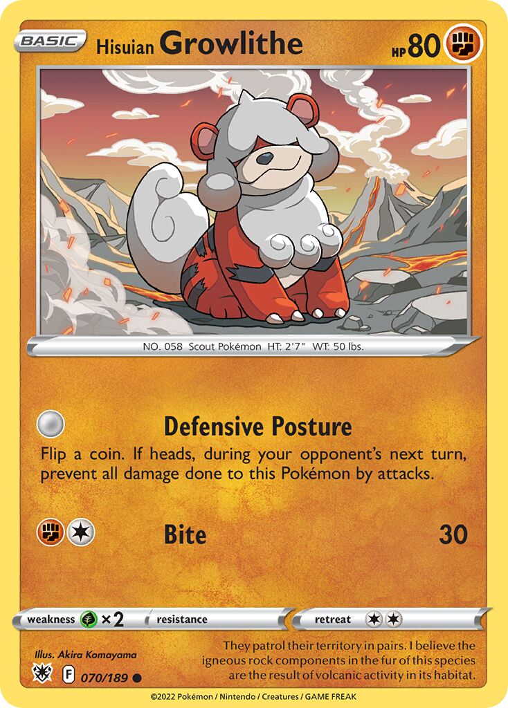 Hisuian Growlithe 070/246 — Astral Radiance (English Pokémon TCG card)