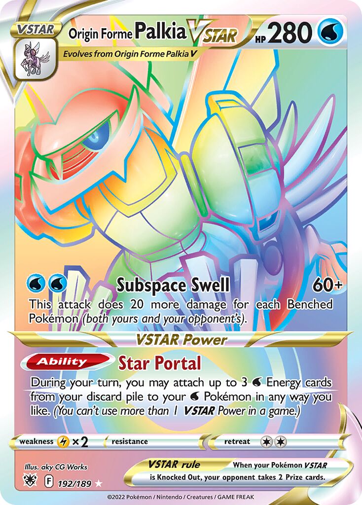Origin Forme Palkia VSTAR 192/246 — Astral Radiance (English Pokémon TCG card)