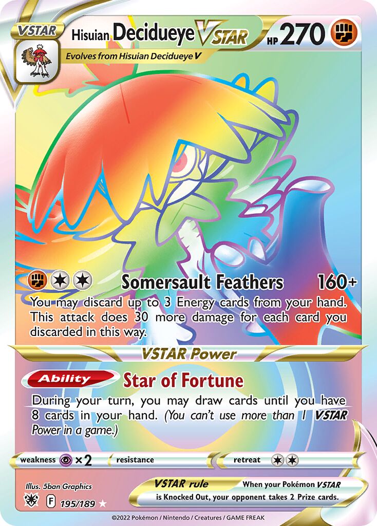 Hisuian Decidueye VSTAR 195/246 — Astral Radiance (English Pokémon TCG card)