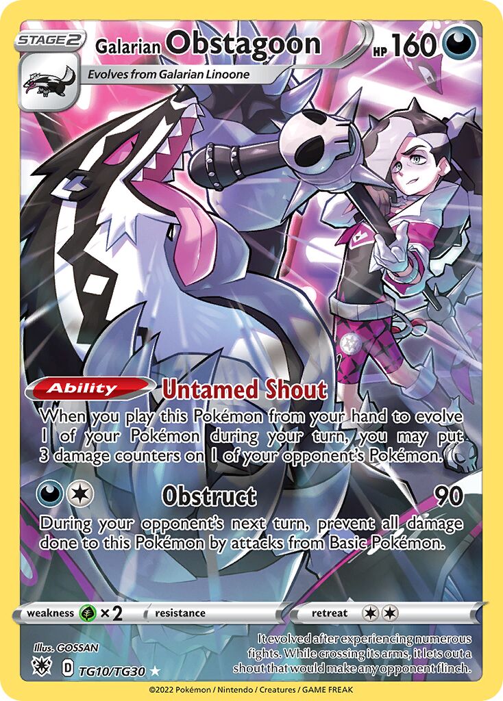 Galarian Obstagoon 010/30 — Astral Radiance (Trainer Gallery) (English Pokémon TCG card)