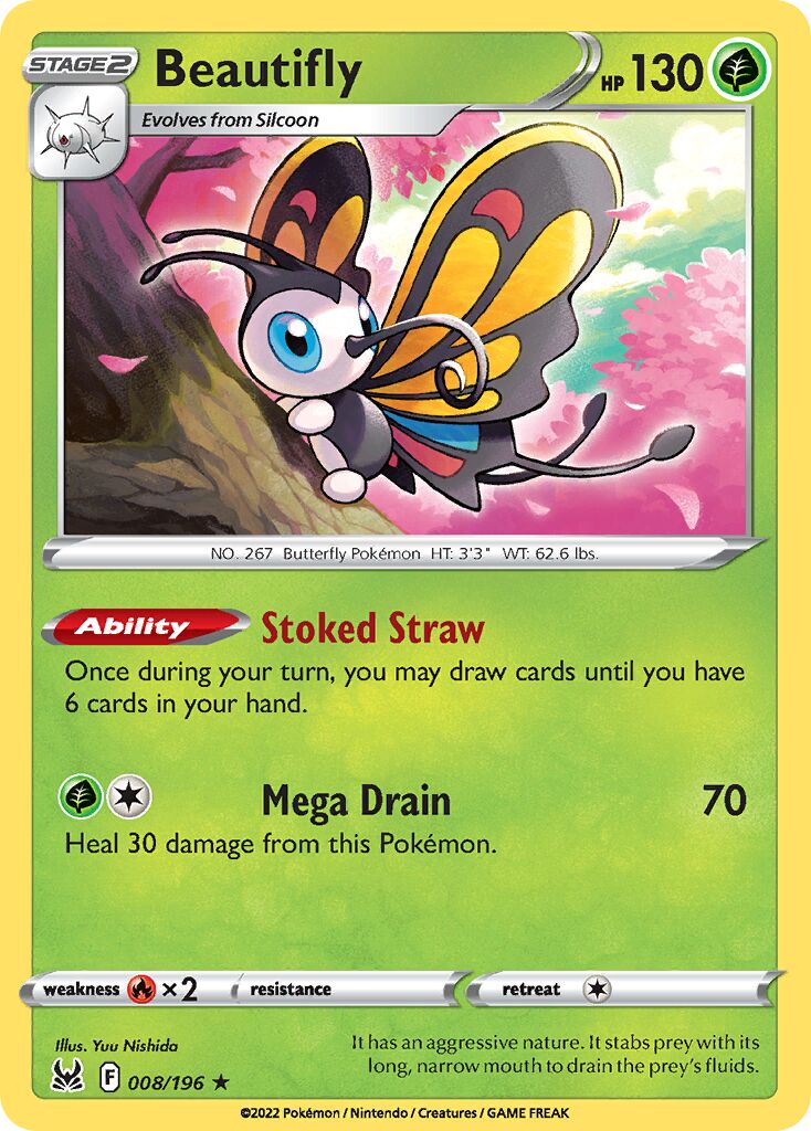 Beautifly 008/247 — Lost Origin (English Pokémon TCG card)