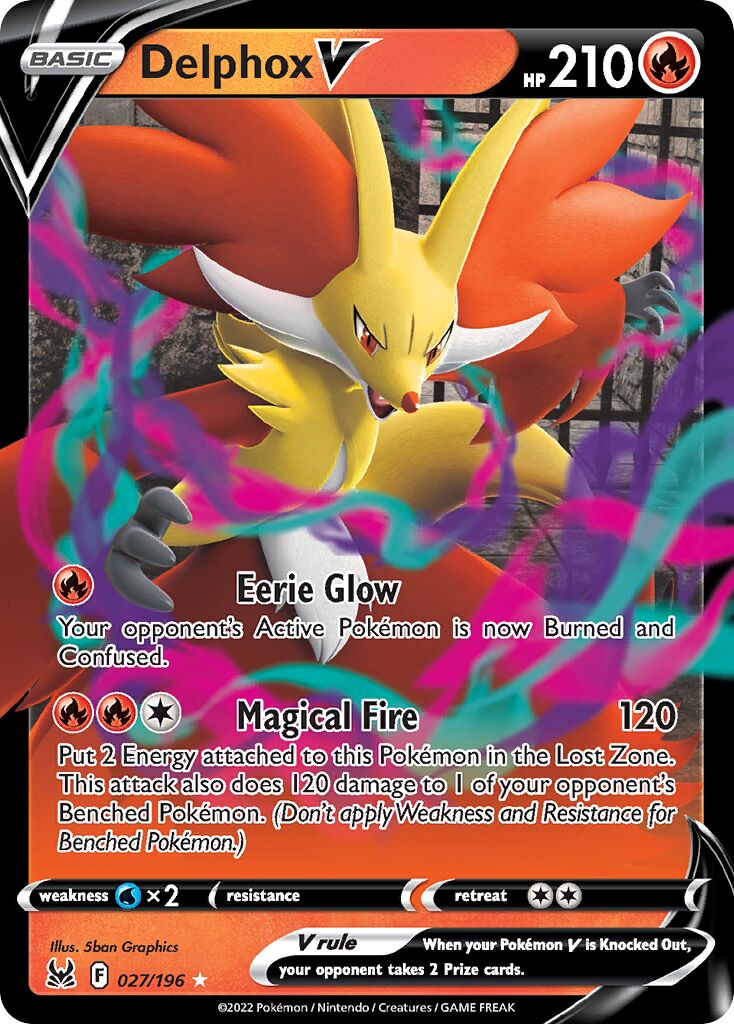 Delphox V 027/247 — Lost Origin (English Pokémon TCG card)