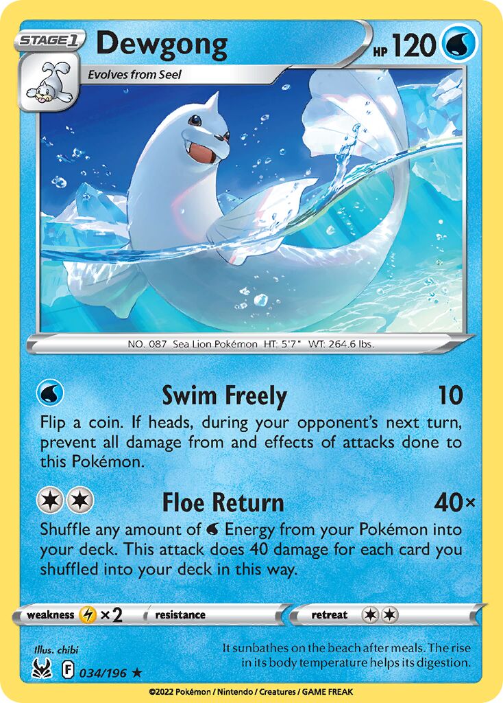 Dewgong 034/247 — Lost Origin (English Pokémon TCG card)