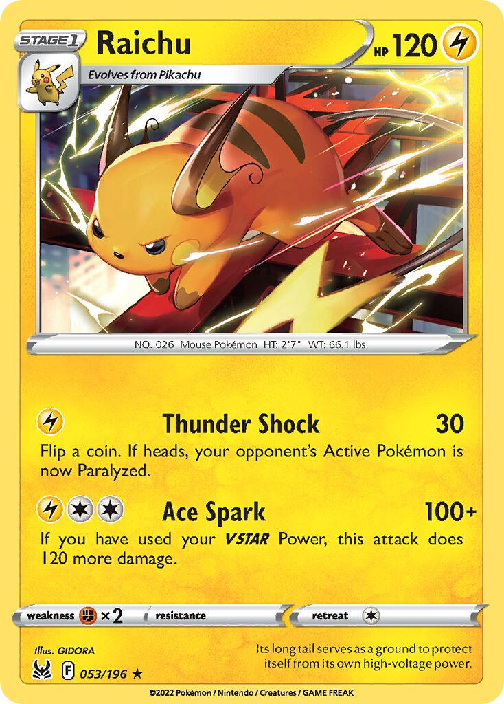 Raichu 053/247 — Lost Origin (English Pokémon TCG card)