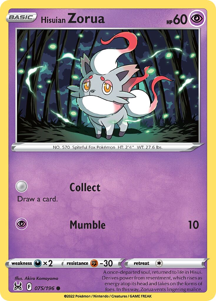Hisuian Zorua 075/247 — Lost Origin (English Pokémon TCG card)