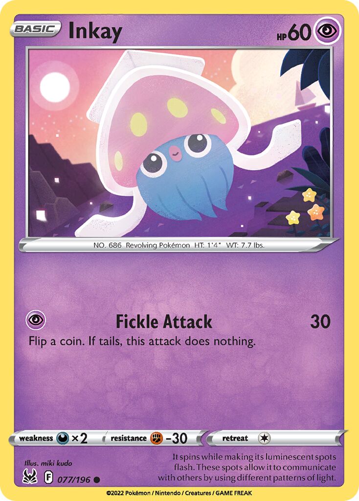 Inkay 077/247 — Lost Origin (English Pokémon TCG card)