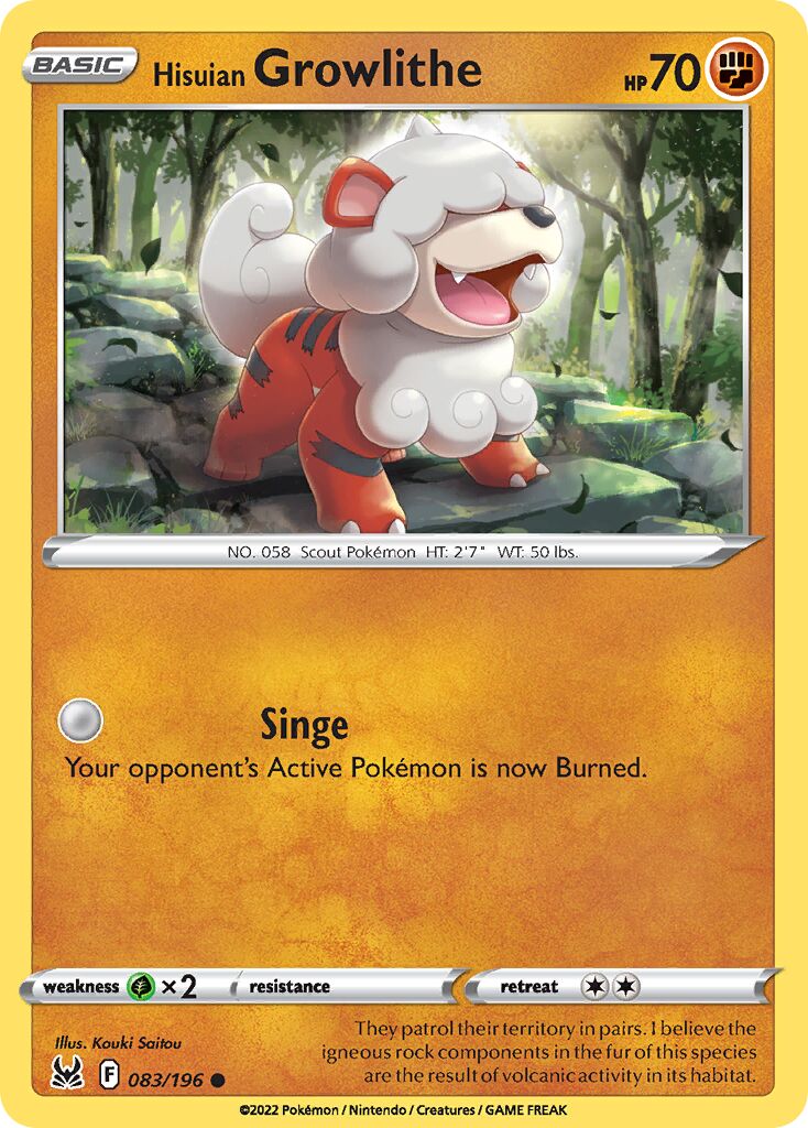 Hisuian Growlithe 083/247 — Lost Origin (English Pokémon TCG card)