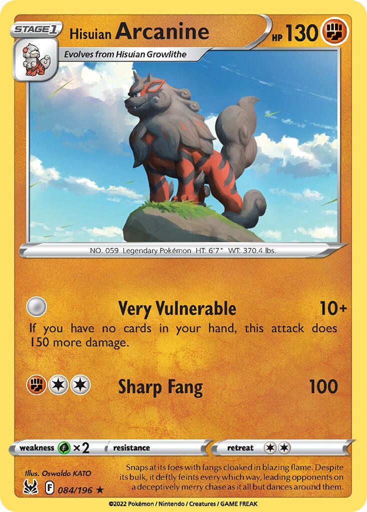 Hisuian Arcanine 084/247 — Lost Origin (English Pokémon TCG card)