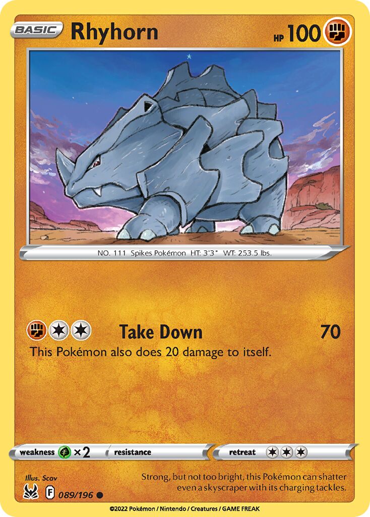 Rhyhorn 089/247 — Lost Origin (English Pokémon TCG card)