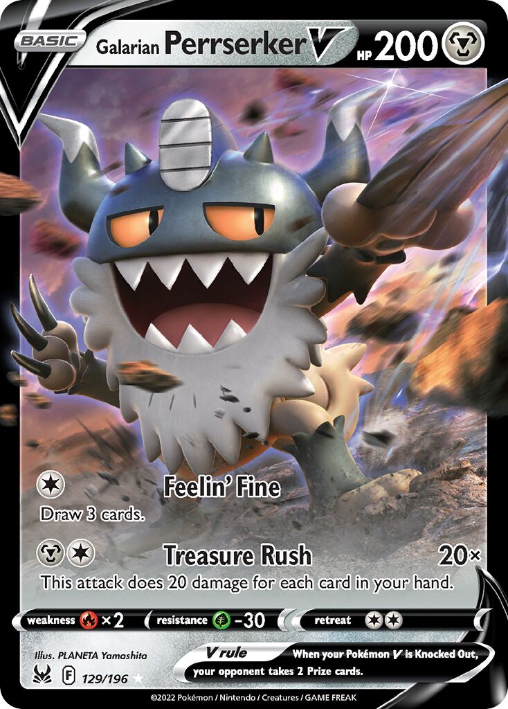 Galarian Perrserker V 129/247 — Lost Origin (English Pokémon TCG card)