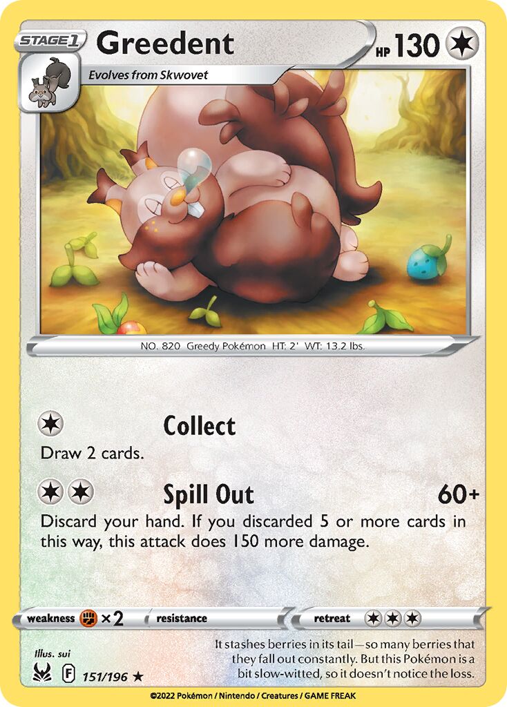 Greedent 151/247 — Lost Origin (English Pokémon TCG card)
