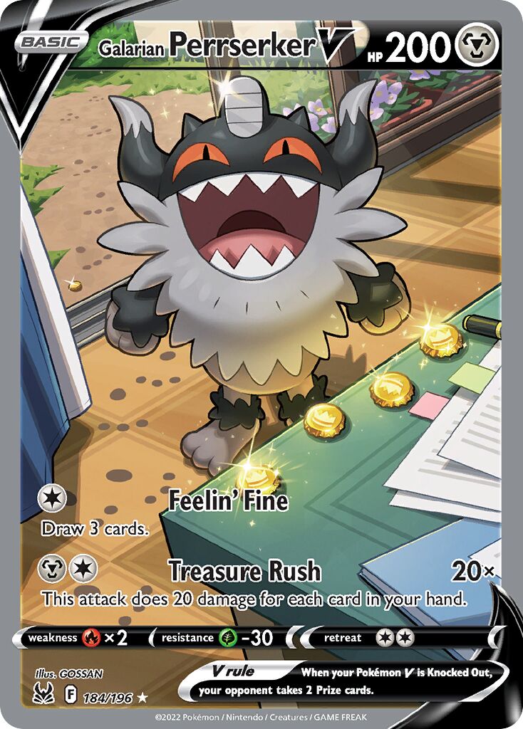 Galarian Perrserker V 184/247 — Lost Origin (English Pokémon TCG card)