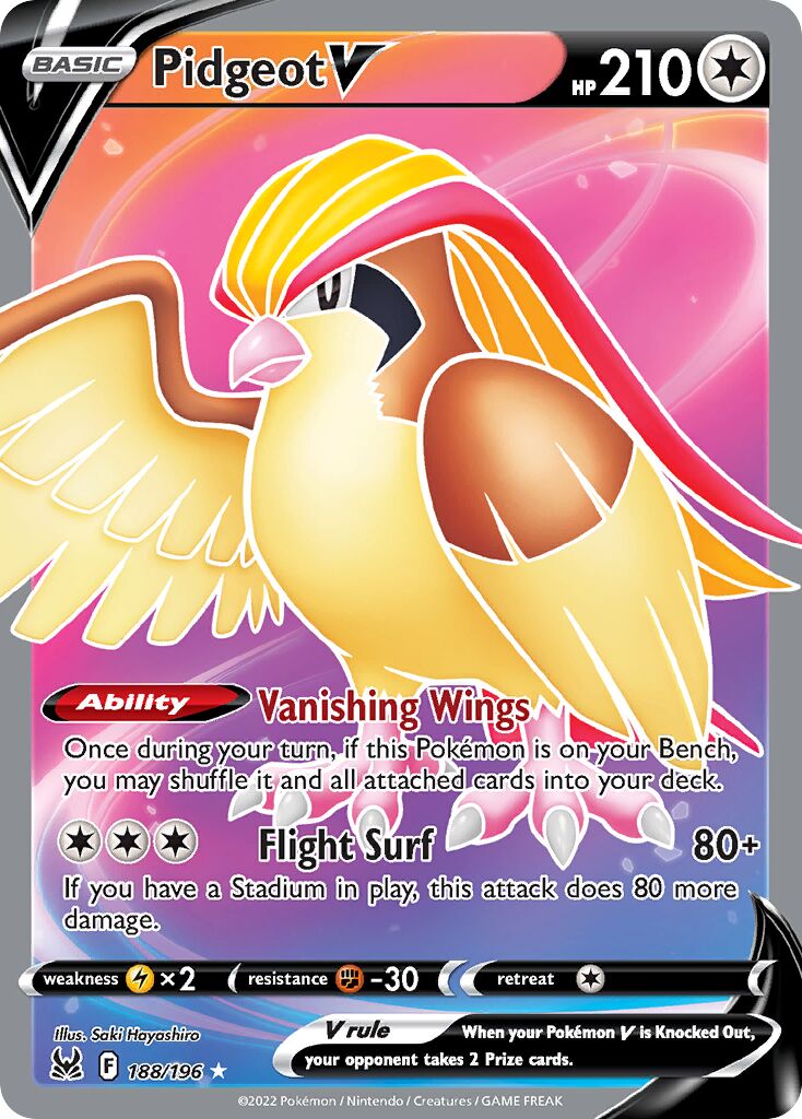 Pidgeot V 188/247 — Lost Origin (English Pokémon TCG card)