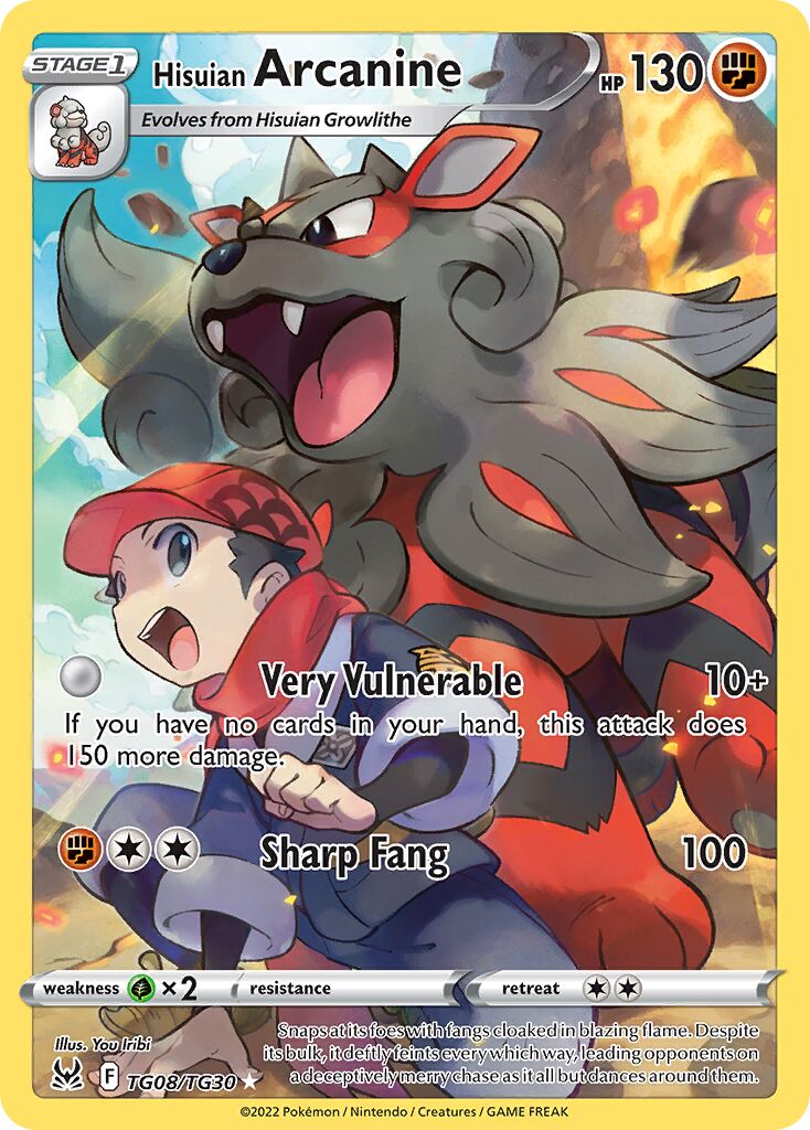 Hisuian Arcanine 008/30 — Lost Origin (Trainer Gallery) (English Pokémon TCG card)
