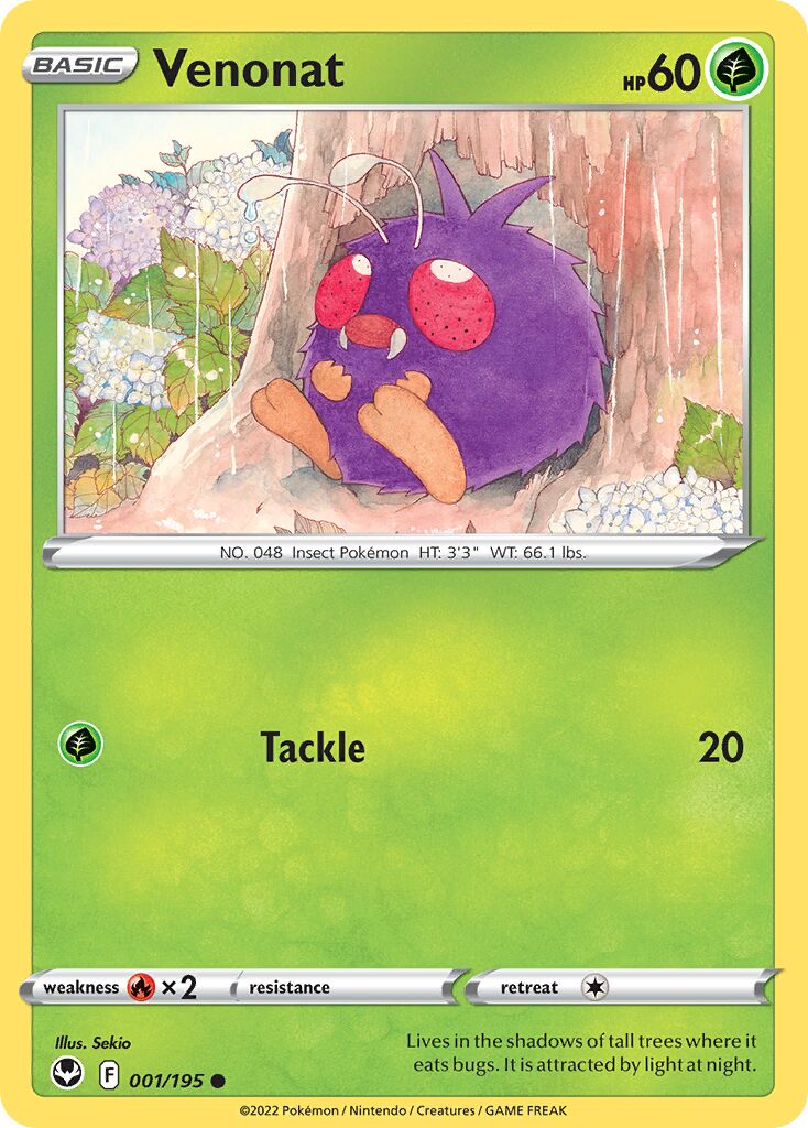 Venonat 001/245 — Silver Tempest (English Pokémon TCG card)