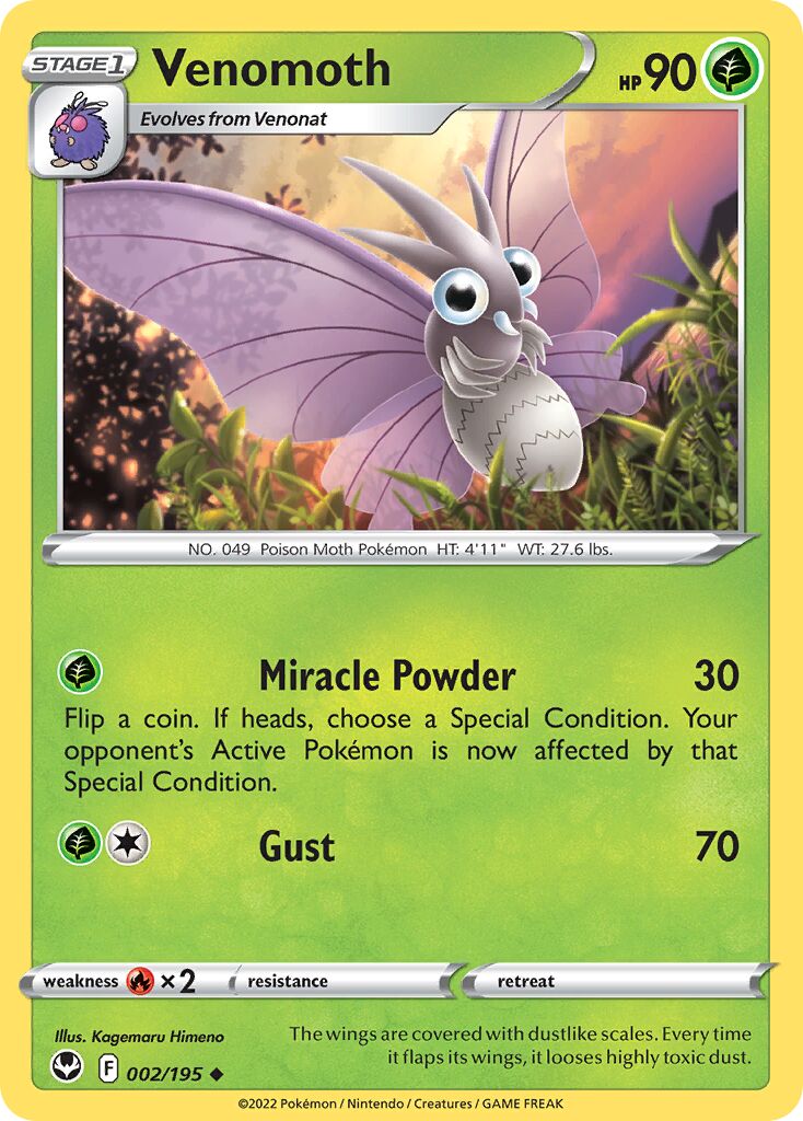 Venomoth 002/245 — Silver Tempest (English Pokémon TCG card)