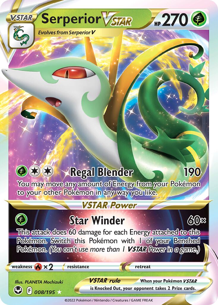 Serperior VSTAR 008/245 — Silver Tempest (English Pokémon TCG card)