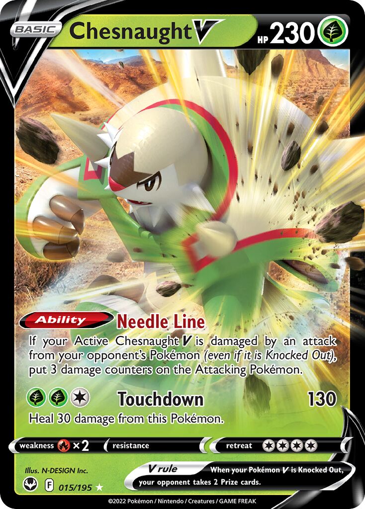 Chesnaught V 015/245 — Silver Tempest (English Pokémon TCG card)