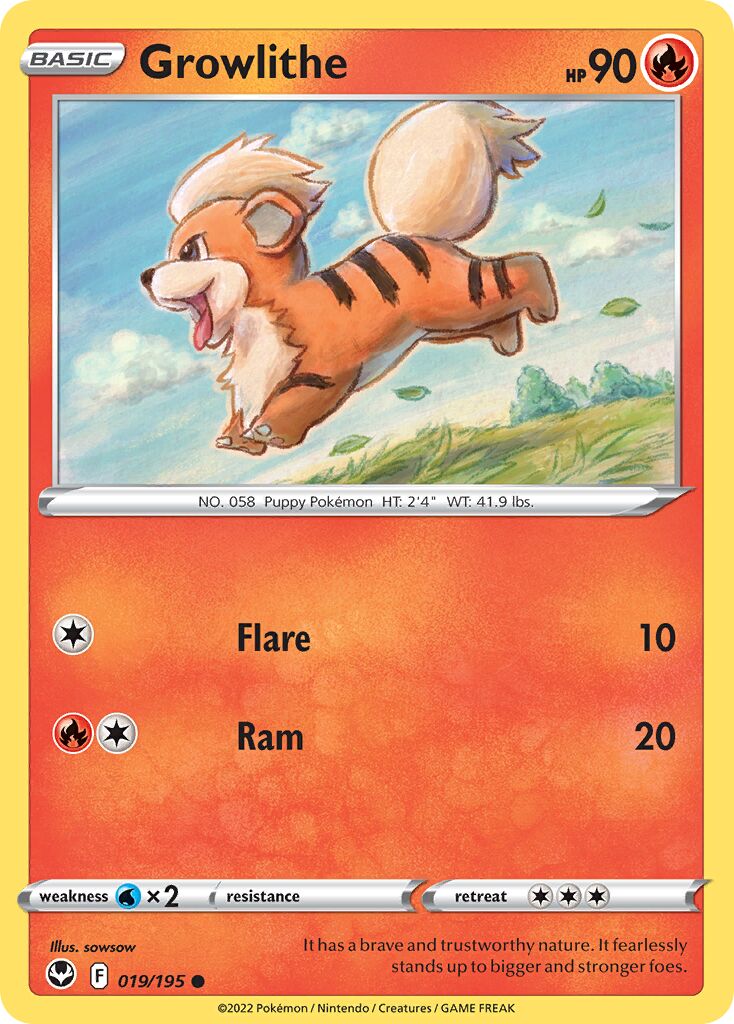 Growlithe 019/245 — Silver Tempest (English Pokémon TCG card)