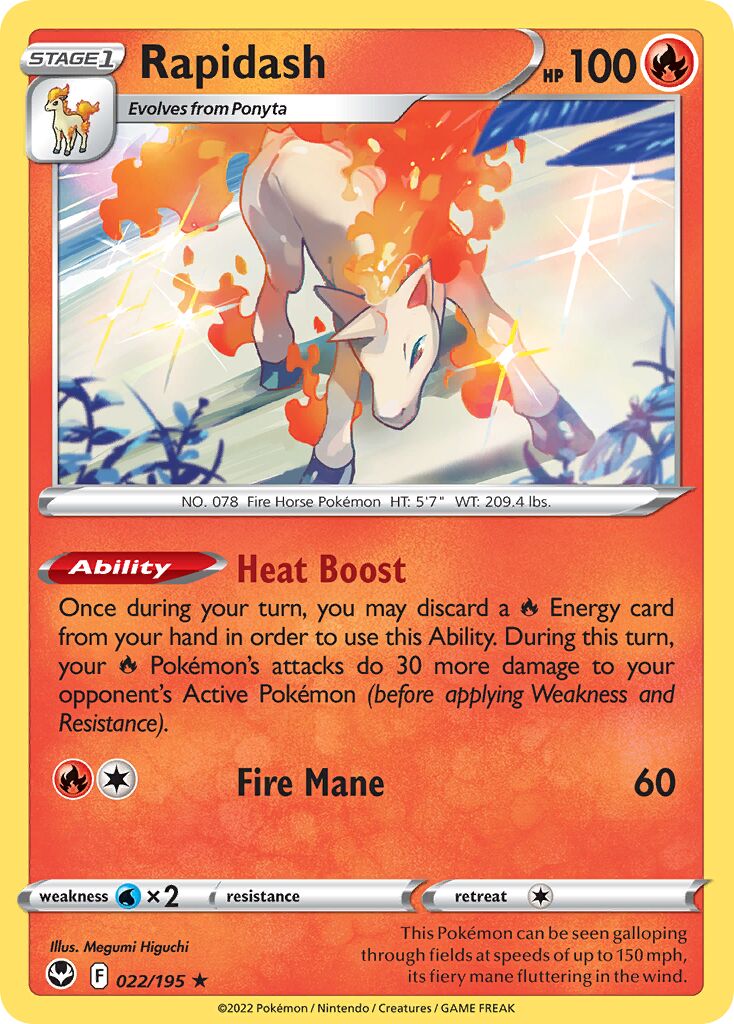 Rapidash 022/245 — Silver Tempest (English Pokémon TCG card)