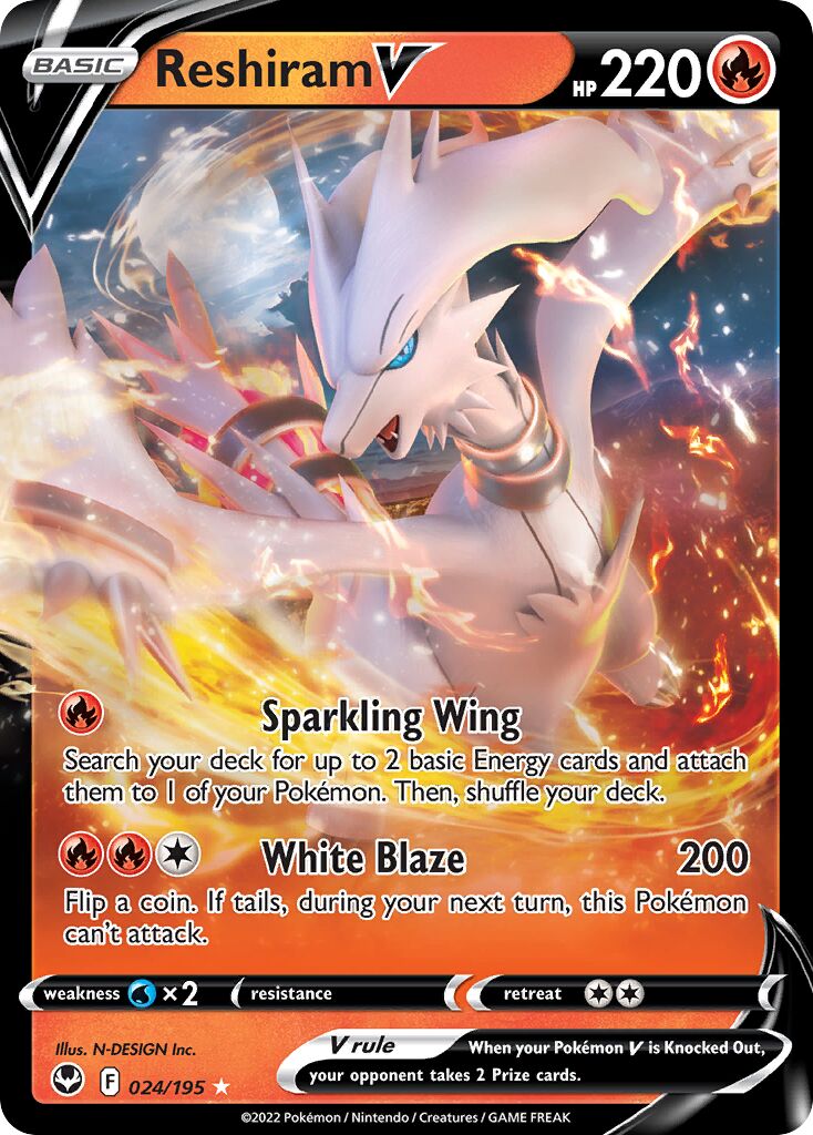 Reshiram V 024/245 — Silver Tempest (English Pokémon TCG card)