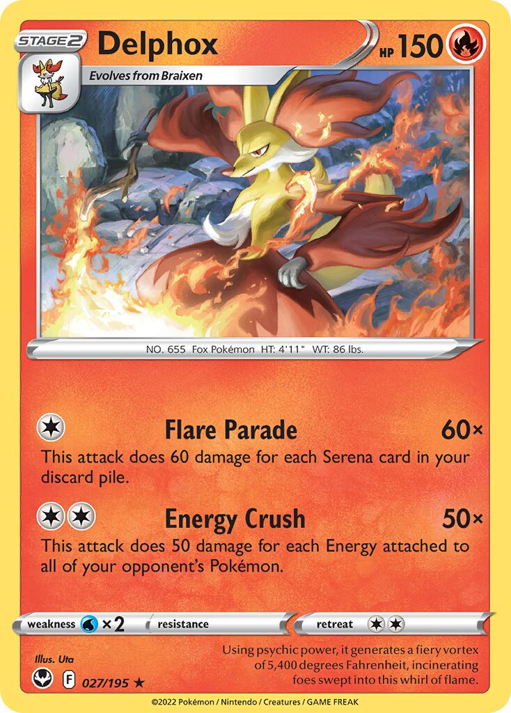 Delphox 027/245 — Silver Tempest (English Pokémon TCG card)