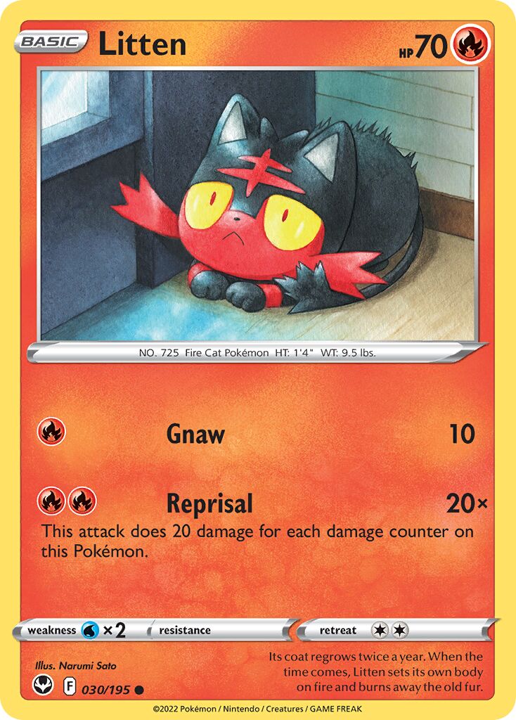 Litten 030/245 — Silver Tempest (English Pokémon TCG card)