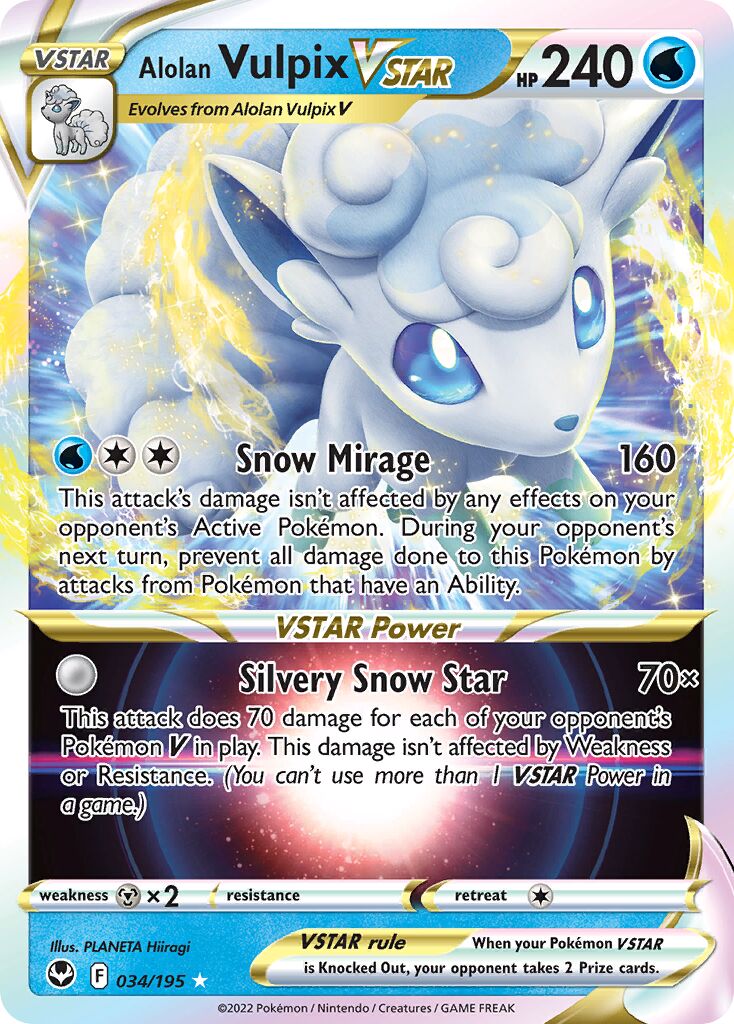 Alolan Vulpix VSTAR 034/245 — Silver Tempest (English Pokémon TCG card)