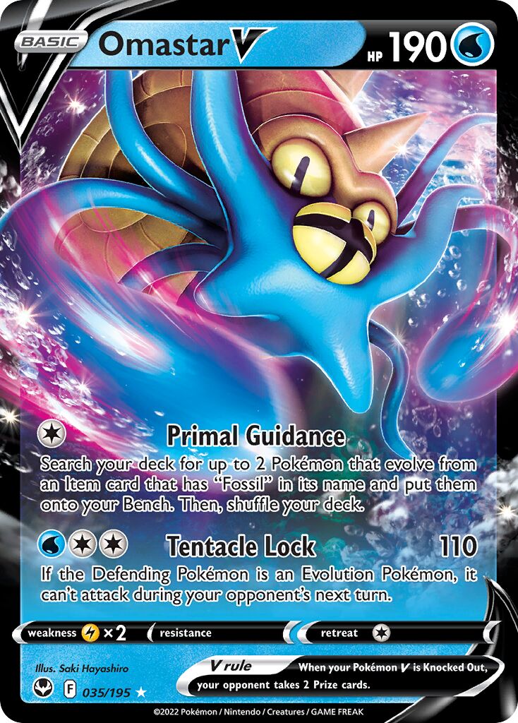 Omastar V 035/245 — Silver Tempest (English Pokémon TCG card)