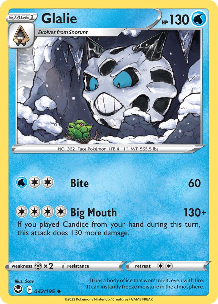 Glalie 042/245 — Silver Tempest (English Pokémon TCG card)