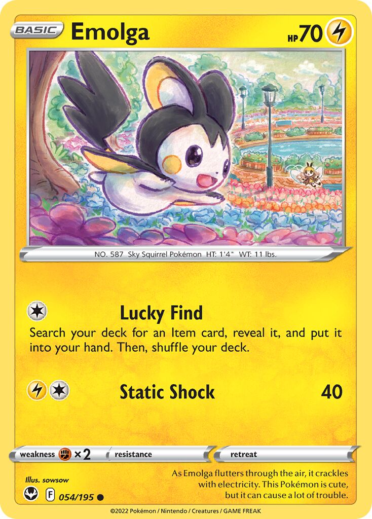 Emolga 054/245 — Silver Tempest (English Pokémon TCG card)