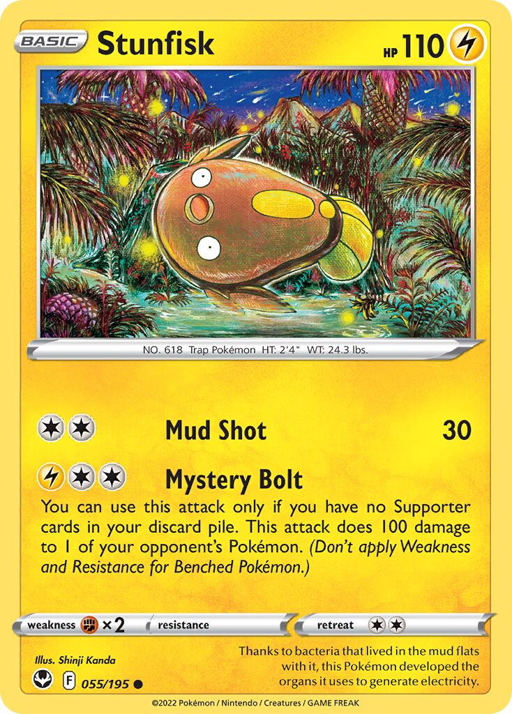 Stunfisk 055/245 — Silver Tempest (English Pokémon TCG card)