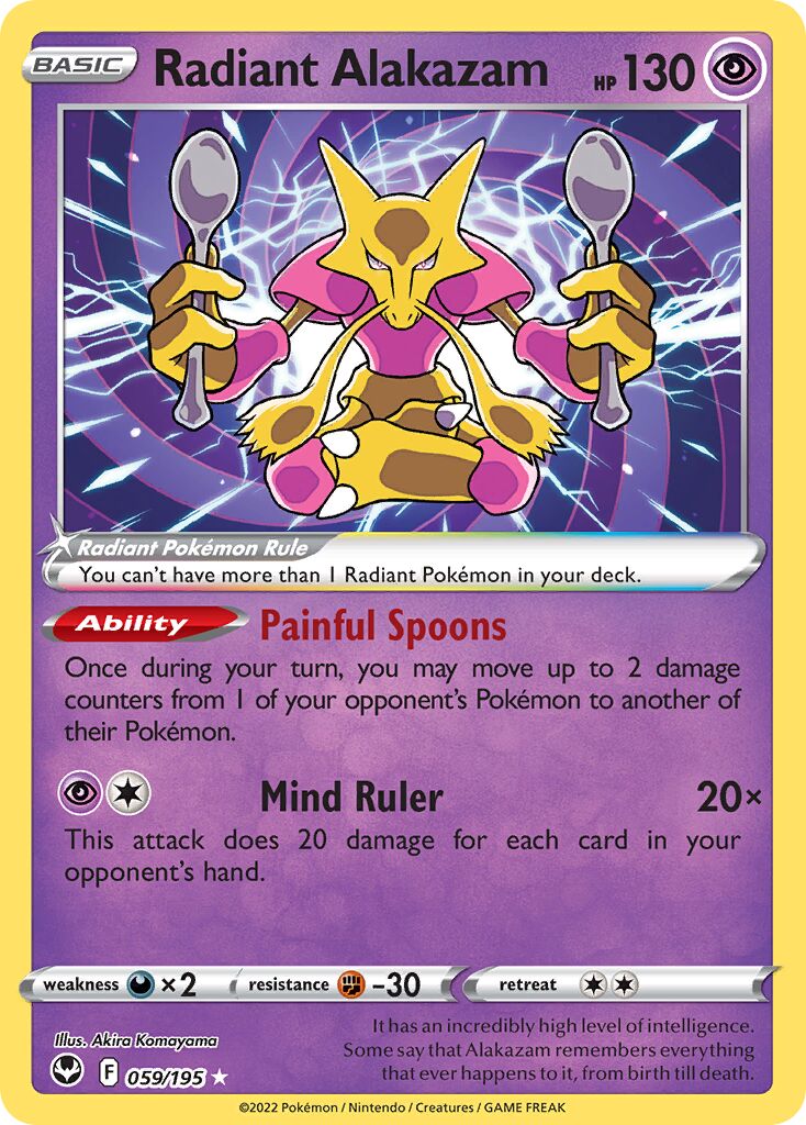 Radiant Alakazam 059/245 — Silver Tempest (English Pokémon TCG card)