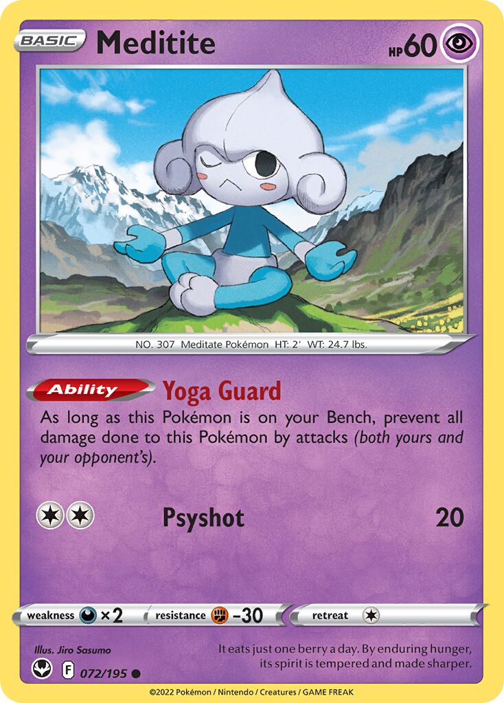 Meditite 072/245 — Silver Tempest (English Pokémon TCG card)