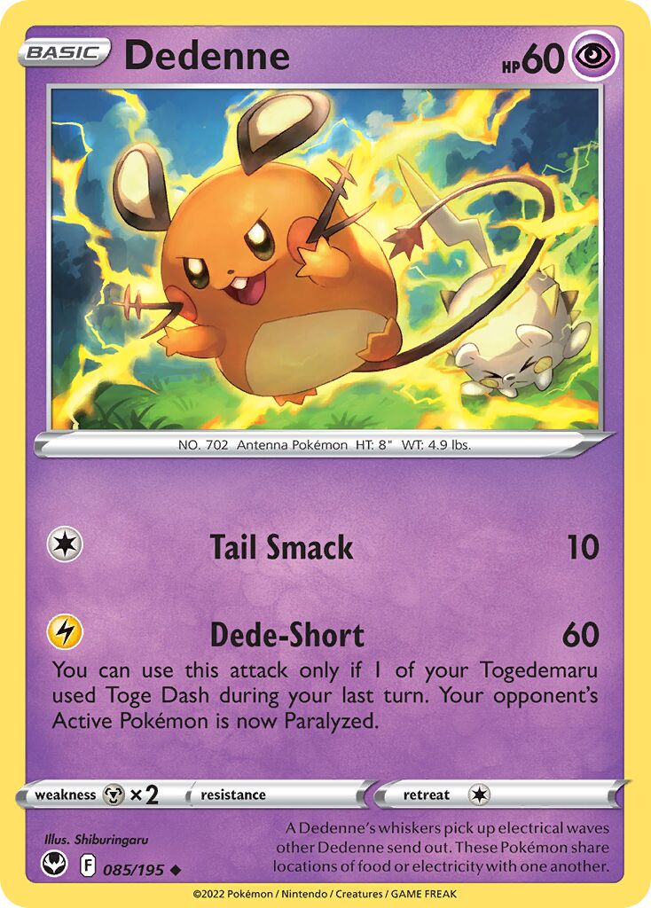 Dedenne 085/245 — Silver Tempest (English Pokémon TCG card)