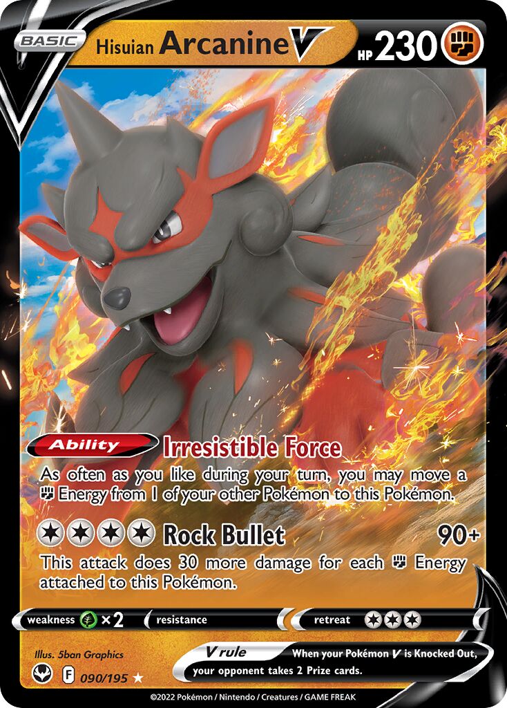 Hisuian Arcanine V 090/245 — Silver Tempest (English Pokémon TCG card)
