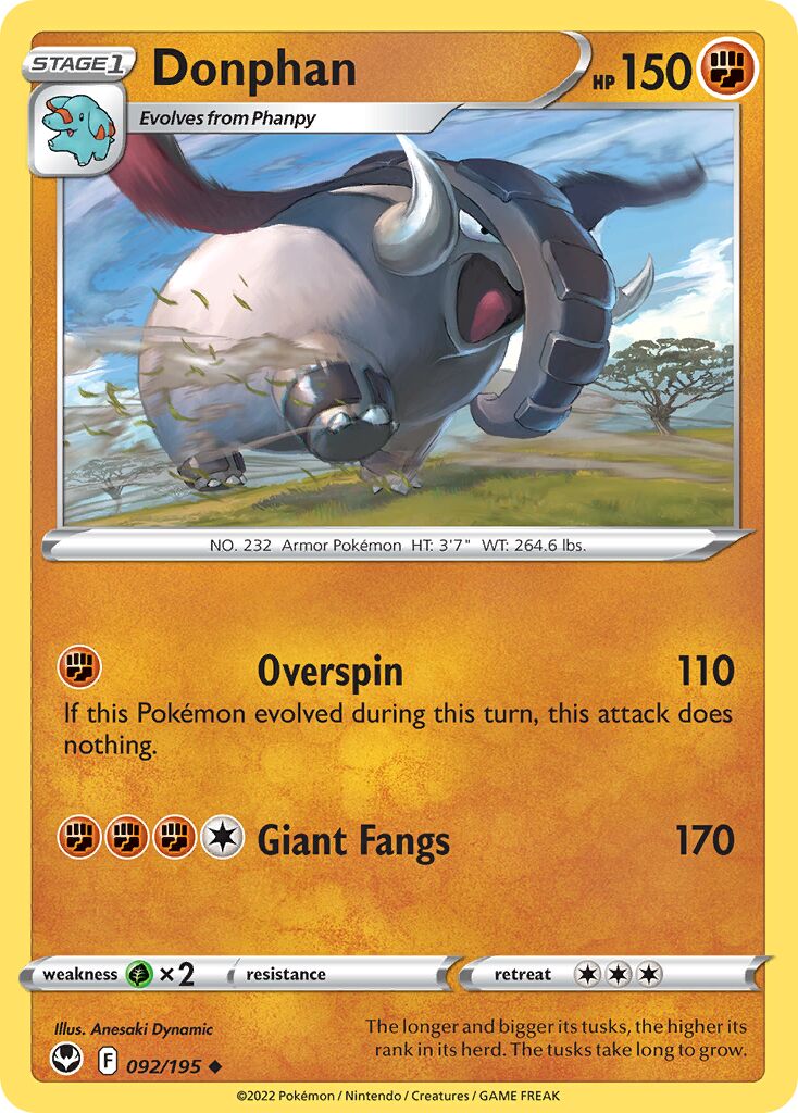 Donphan 092/245 — Silver Tempest (English Pokémon TCG card)