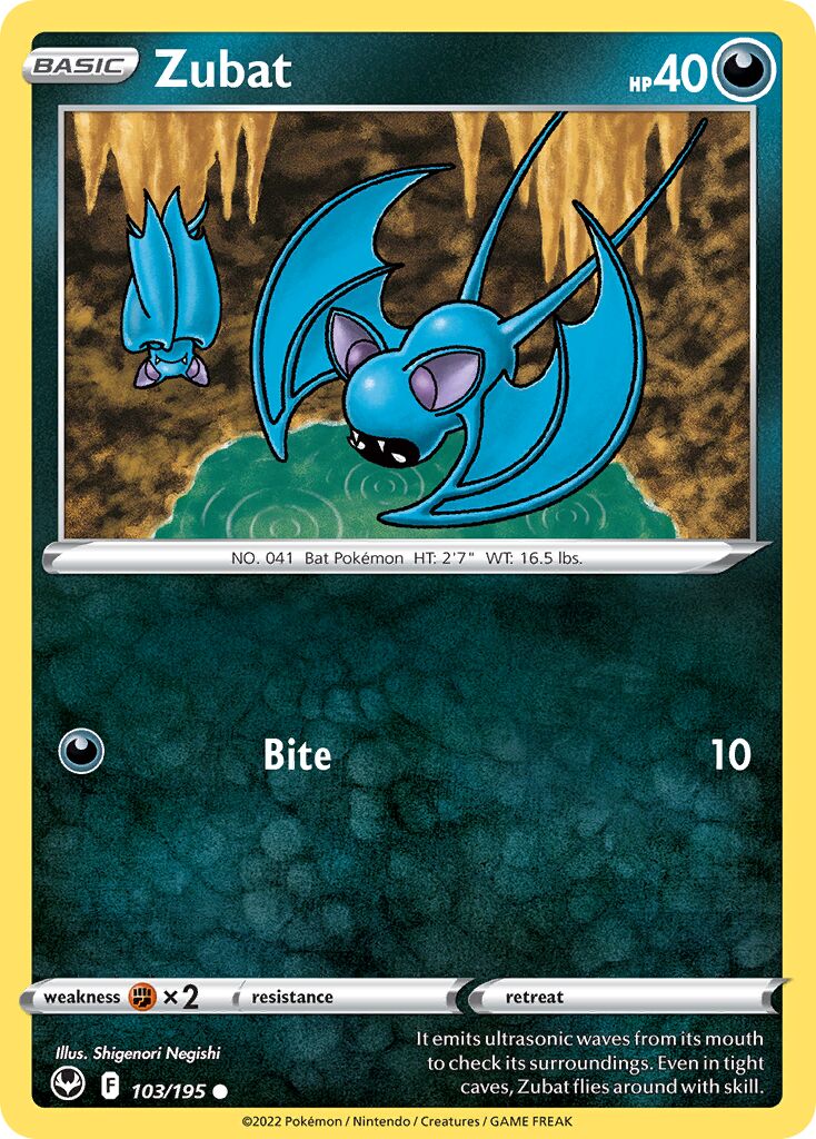 Zubat 103/245 — Silver Tempest (English Pokémon TCG card)