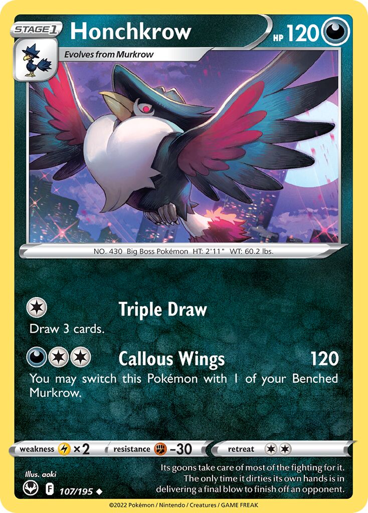 Honchkrow 107/245 — Silver Tempest (English Pokémon TCG card)