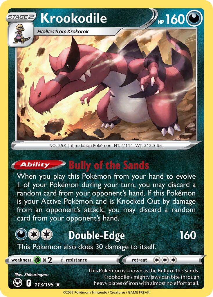 Krookodile 113/245 — Silver Tempest (English Pokémon TCG card)