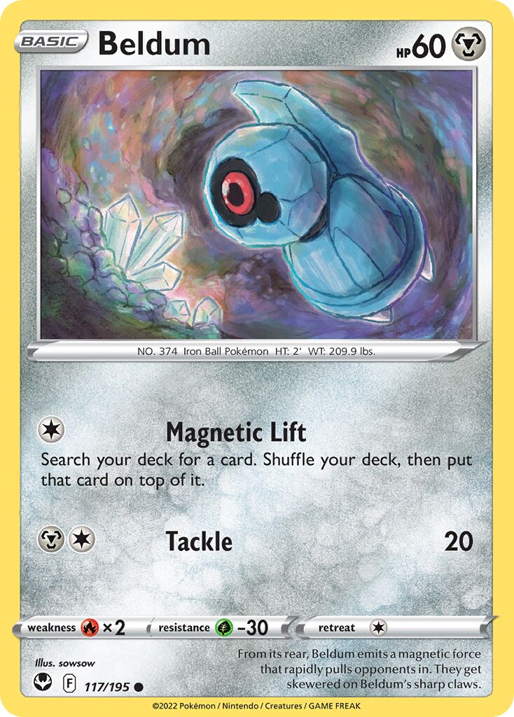Beldum 117/245 — Silver Tempest (English Pokémon TCG card)