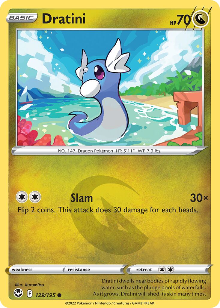 Dratini 129/245 — Silver Tempest (English Pokémon TCG card)