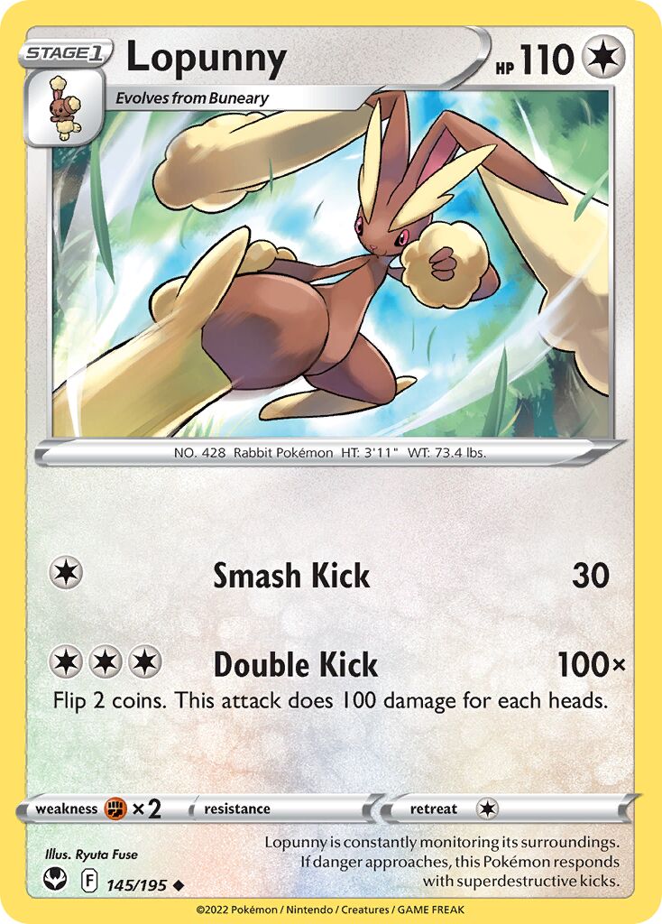 Lopunny 145/245 — Silver Tempest (English Pokémon TCG card)