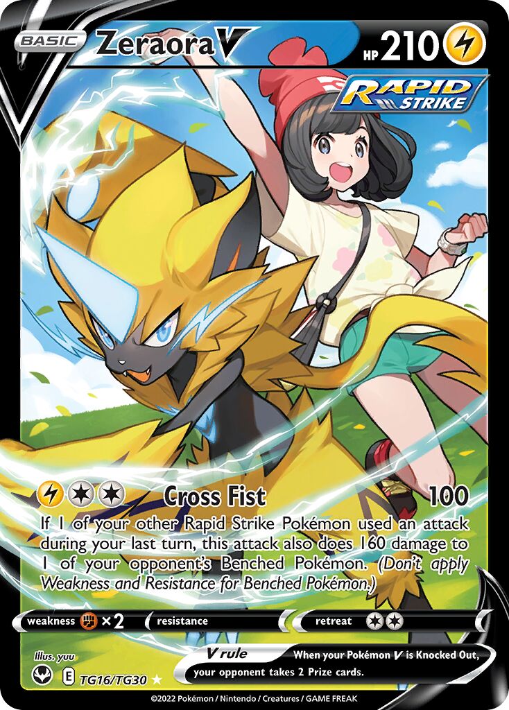 Zeraora V TG16 — Silver Tempest (English Pokémon TCG card)