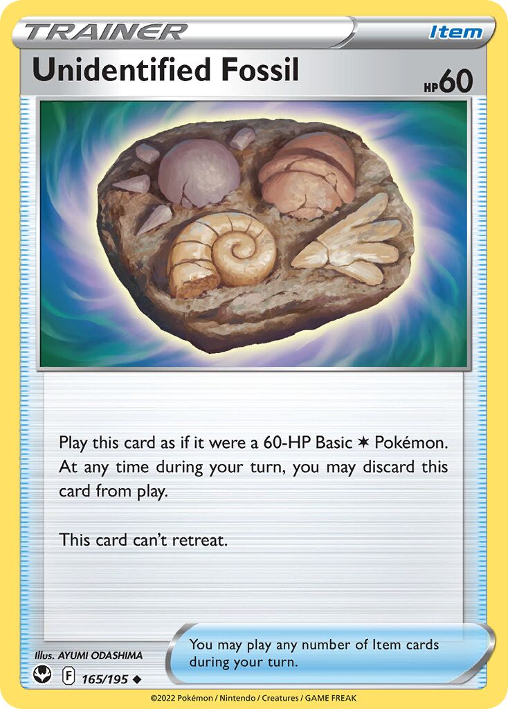 Unidentified Fossil 165/245 — Silver Tempest (English Pokémon TCG card)
