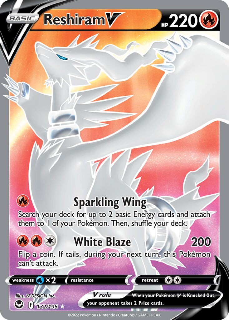 Reshiram V 172/245 — Silver Tempest (English Pokémon TCG card)