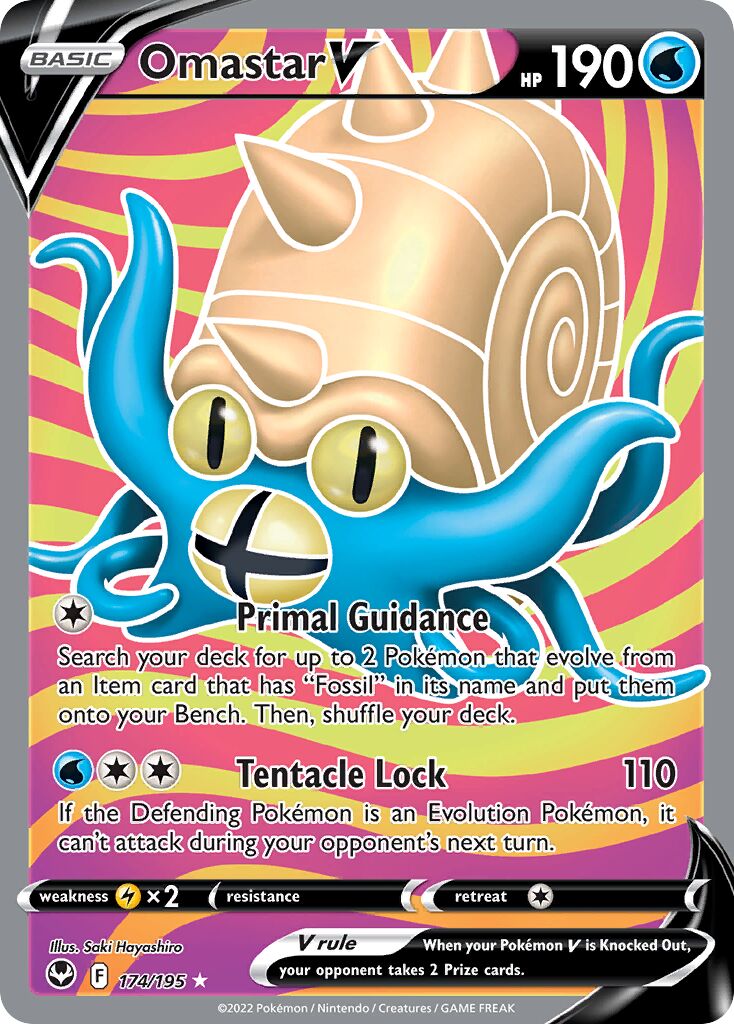 Omastar V 174/245 — Silver Tempest (English Pokémon TCG card)