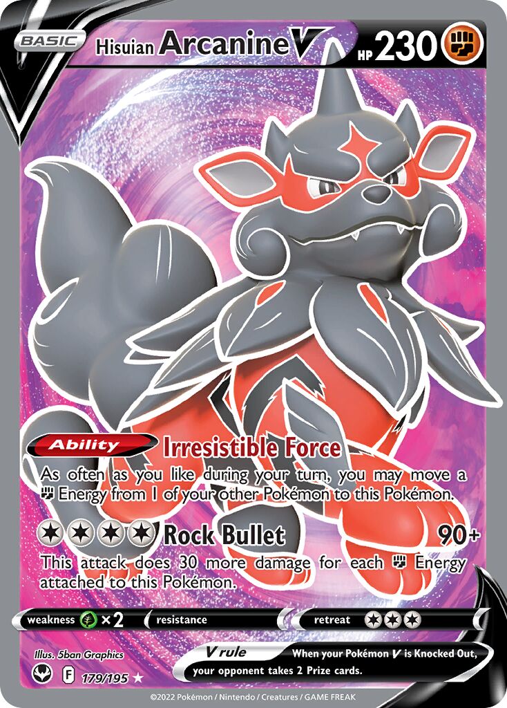 Hisuian Arcanine V 179/245 — Silver Tempest (English Pokémon TCG card)