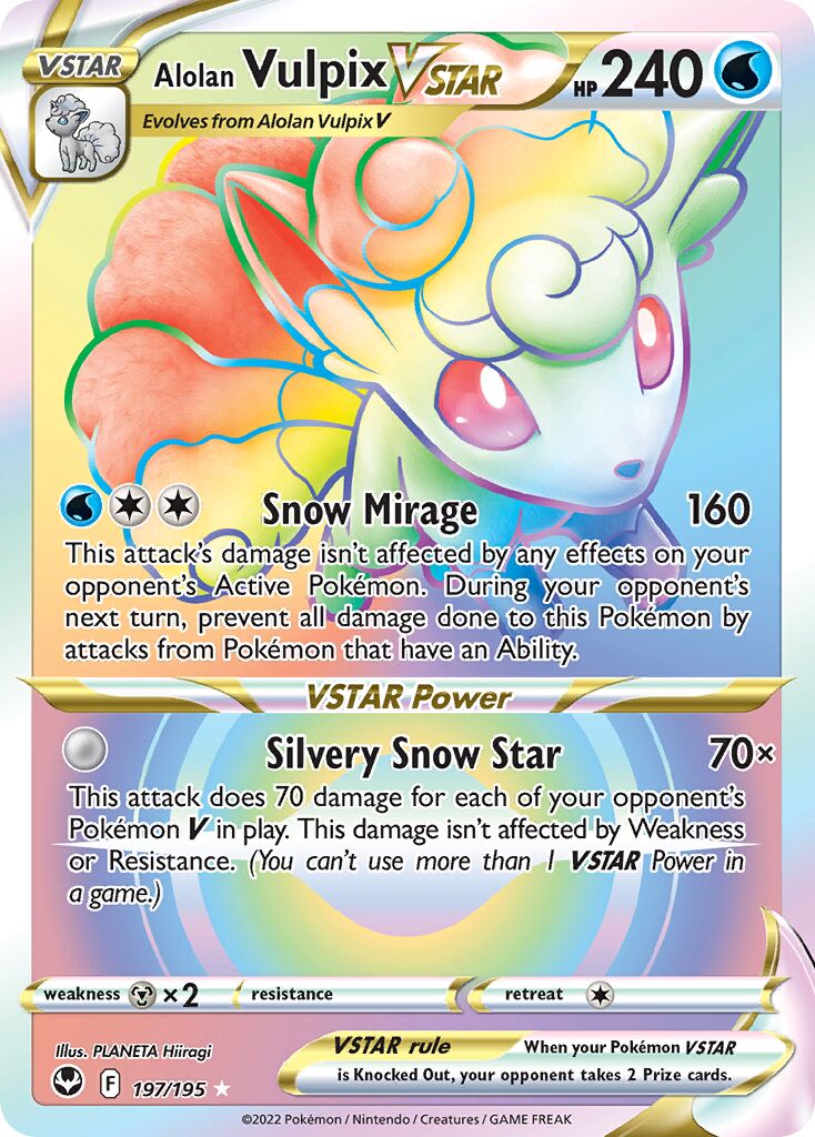 Alolan Vulpix VSTAR 197/245 — Silver Tempest (English Pokémon TCG card)